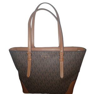 Michael Kors Monogram Leather Zip Tote Bag